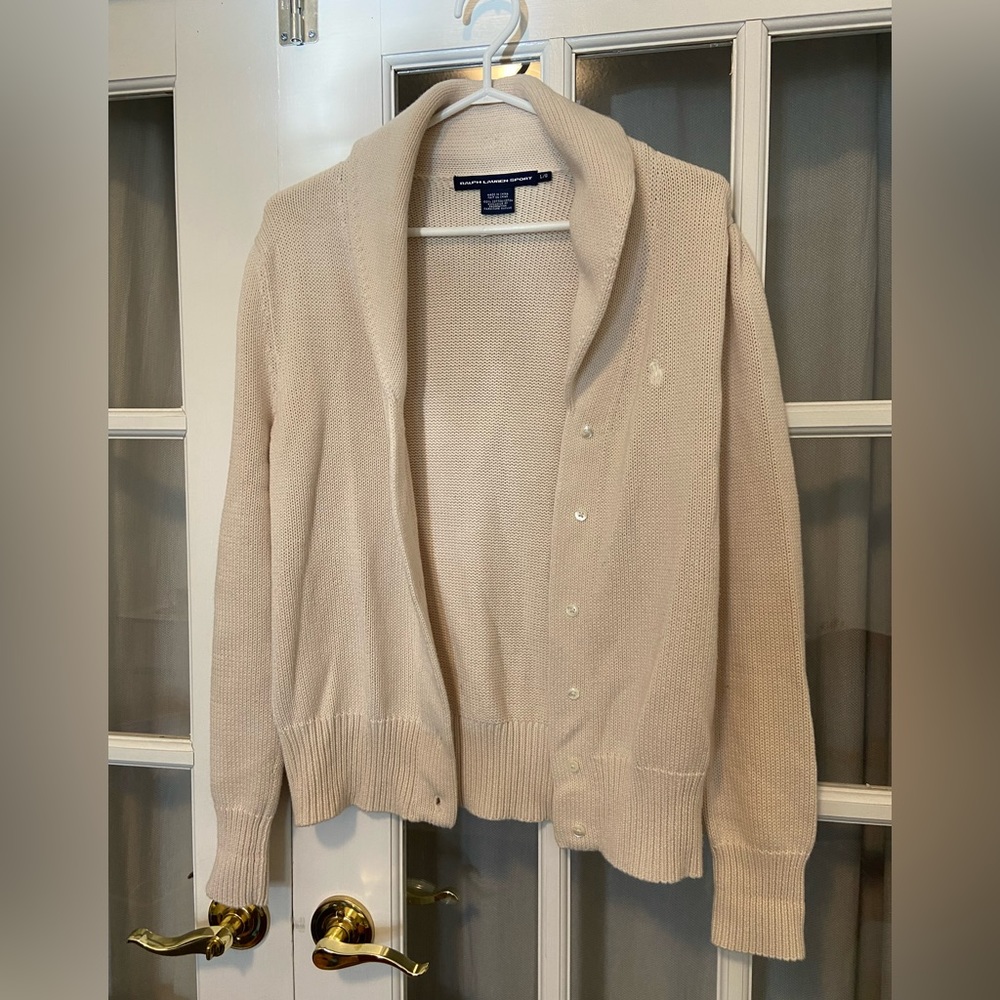 Ralph Lauren Cream Shawl Collar Button Cardigan